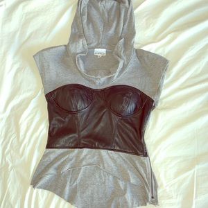 Bebe Kardashian Hoodie with Faux Leather Bustier